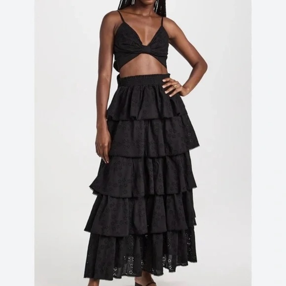 NWT Hill House Noemie Eyelet Skirt Black - Picture 1 of 3